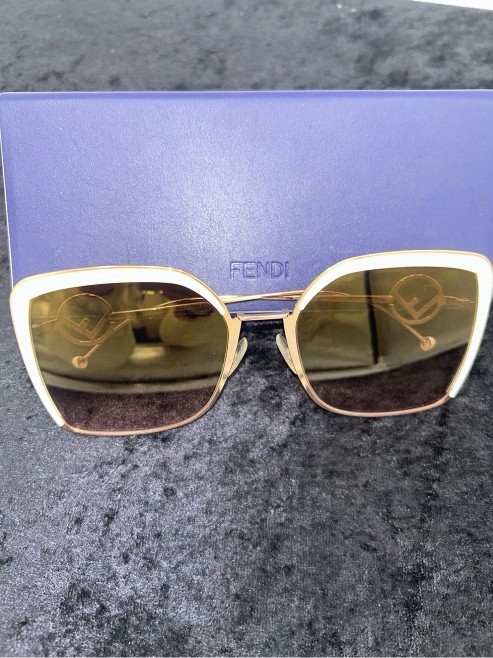 NWOT Fendi Metal Acetate F is Fendi Square Sunglasses FF 0294/S Rose Gold & Case